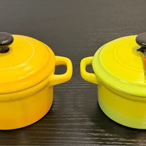 Swiss Yellow and Green Mini Cast Iron Pots